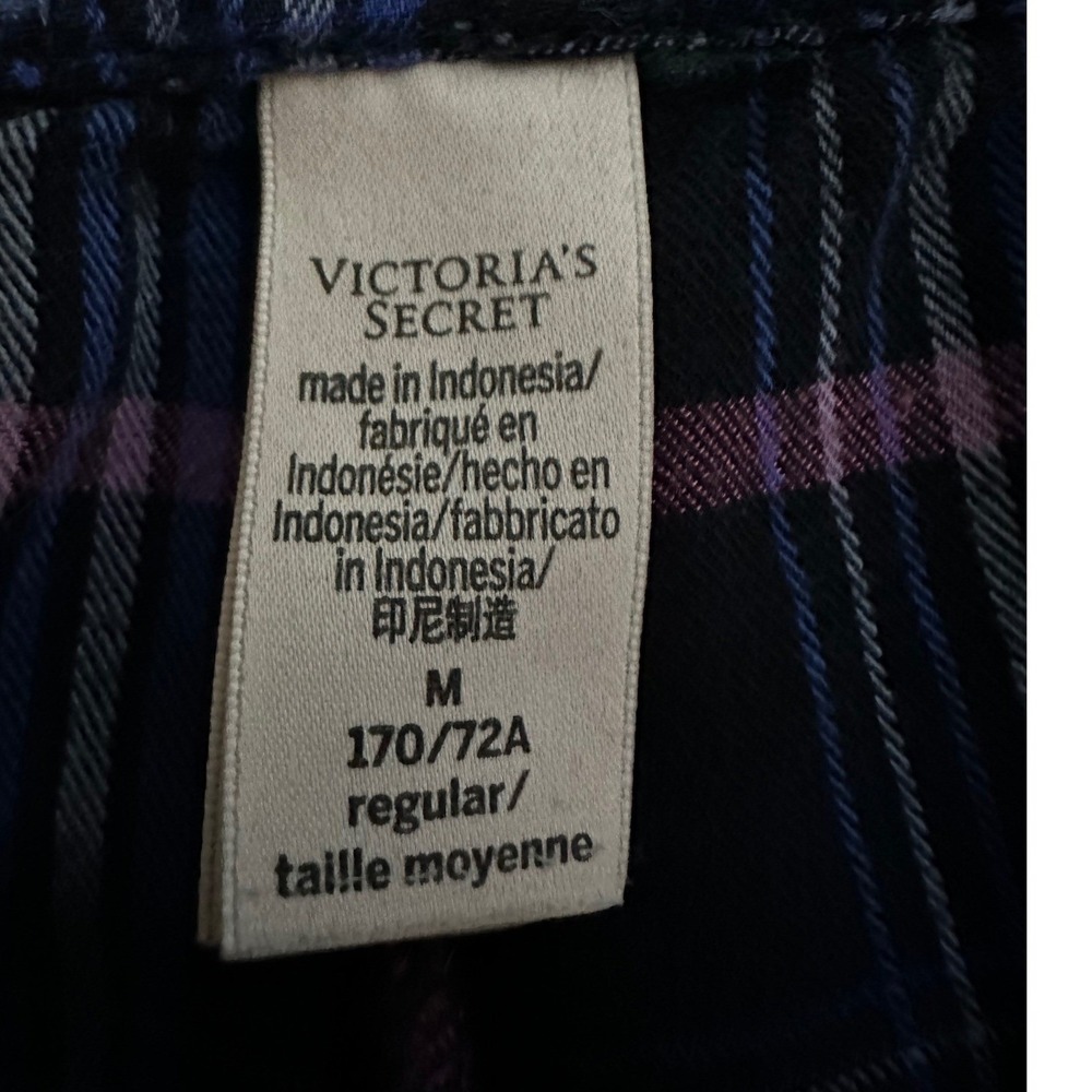 Victorias Secret Plaid Pajama Set Sz M Cotton Modal Pants&Shirt Lounge Sleepwear - Picture 4 of 13